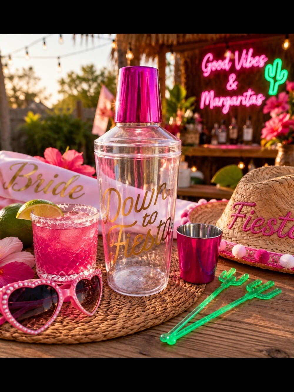 'Down to Fiesta' Pair of Drink Cactus Stirrers